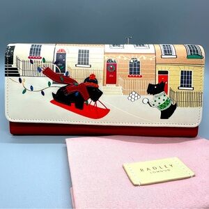 RADLEY LONDON White Red Multi Scottie Dogs Print Continental Wallet